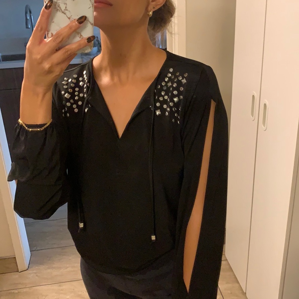 Michael Kors Black Long Sleeve Top